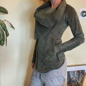 L.A.M.B. Suede & Silk Jacket Fall Green